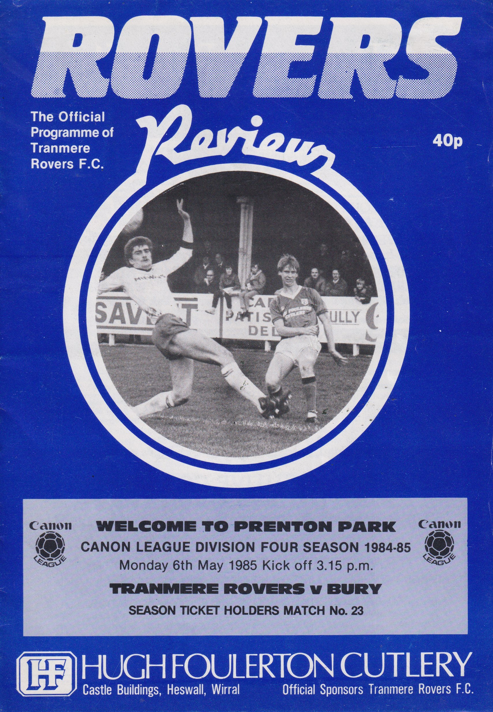Tranmere Rovers v Bury match programme